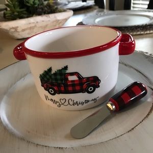 ❤️❤️Holiday Plaid Dip Bowl & Spreader❤️❤️